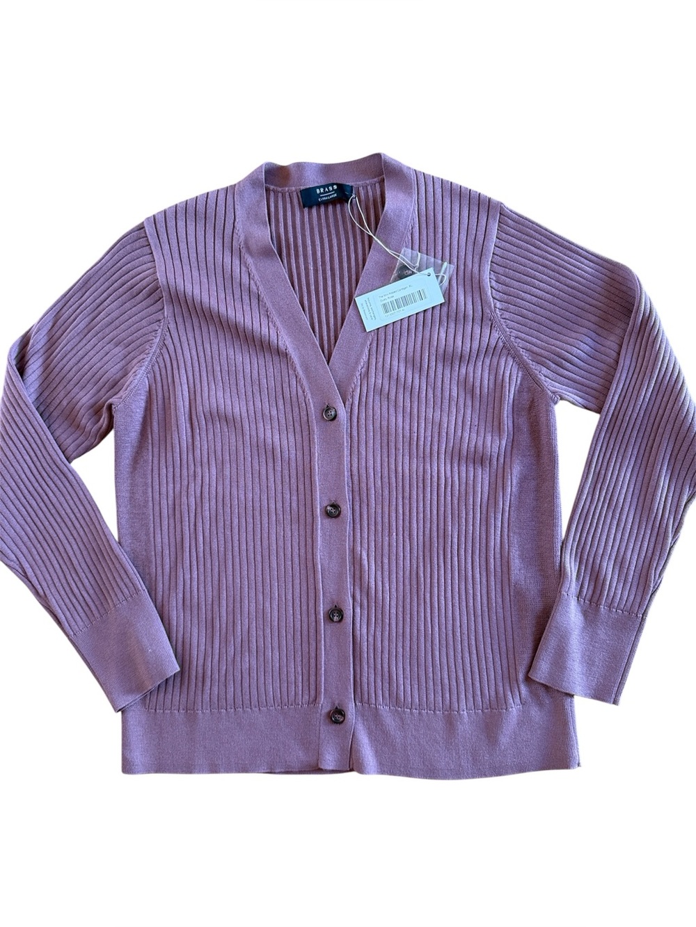 NWT BRASS COMPANY WOMEN ‘S V-NECK  RIBBED LONG SLEEVE BUTTON DOWN CARDIGAN SZ XL